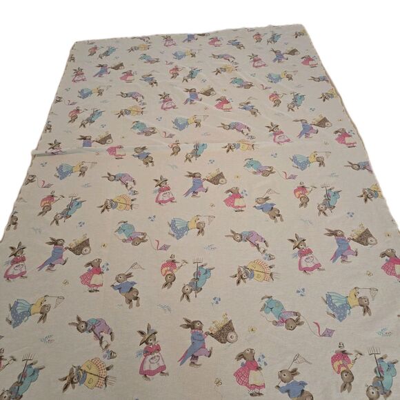 80s VTG Avon Home Fashions Cotton Flannel Bunny Rabbit Throw Blanket Easter - Picture 2 of 12